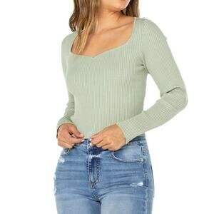 Celebrity Pink Mint Ribbed Cropped Sweater